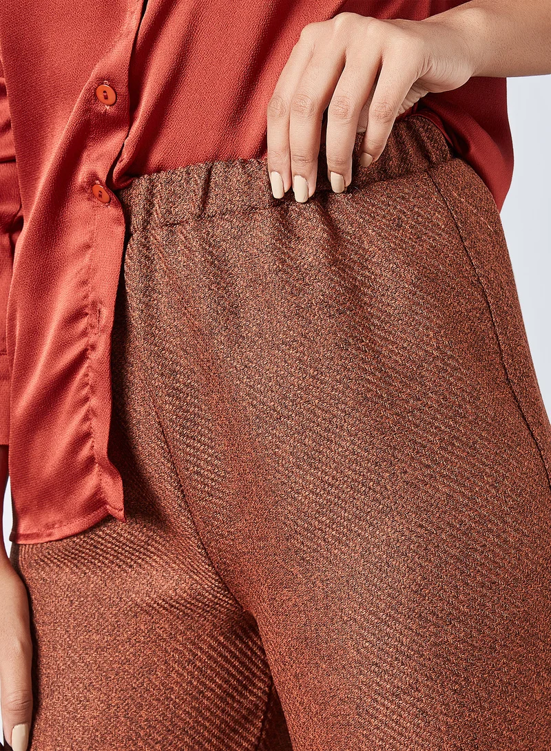 trendyol Rolled Hem Straight Pants Brick