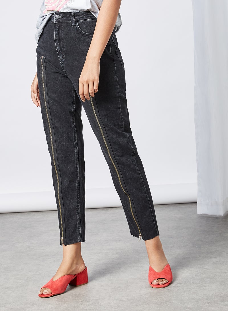trendyol - Zipper Detailed Mom Jeans Black - Image 1