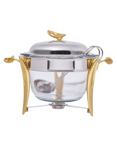 REGENT O2 Round Shaped Soup Warmer With Ladle Gold/Silver/Clear Gold/Silver/Clear 25.6 x 37.4 x 27 cm  - Image 1