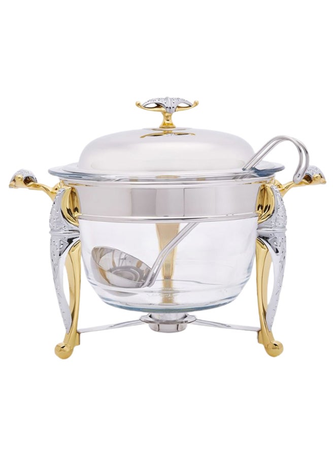 ريجنت وعاء تدفئة الشوربة O2 على شكل بيضاوي مع مغرفة لون ذهبي/ فضي/ شفاف - Image 1