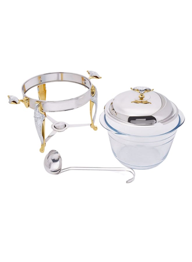 ريجنت وعاء تدفئة الشوربة O2 على شكل بيضاوي مع مغرفة لون ذهبي/ فضي/ شفاف - Image 2
