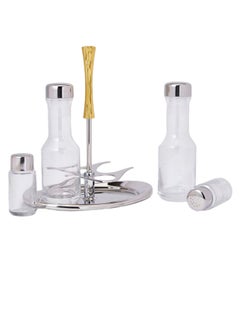 REGENT 4-Piece Lux Oil And Vinegar Bottle With Stand Clear/Gold/Silver 15.8 x 25 x 22.8cm  - Image 2