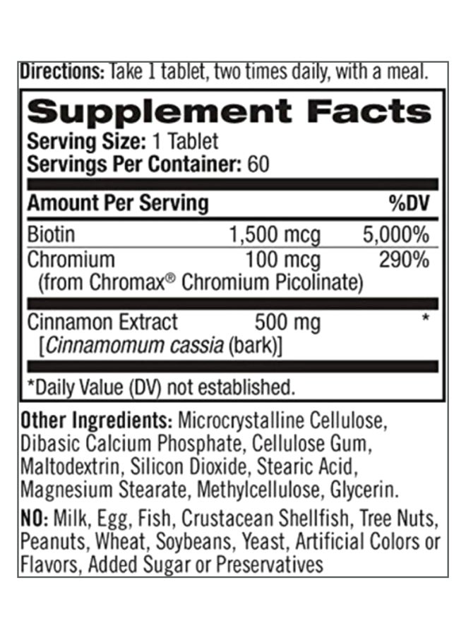 Natrol Cinnamon Chromium And Biotin Dietary Supplement 60 Tablets - Image 3