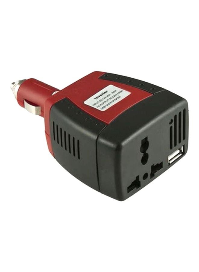 دي إل سي  محول كهربائي لشاحن السيارة مزود بعدد 3 أسنان أسود/أحمر