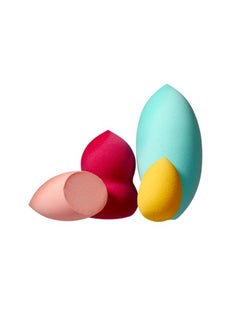 KISS 4-Piece Professional Make Up Sponge Set Pink/Blue/Yellow/Red  - Image 1