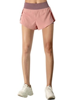 كياوكاي شورت 2 بـ 1 بخصرٍ مطاطي مرن متوسط الارتفاع وردي/أرجواني  - Image 1