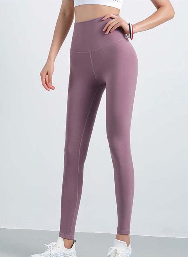 QiaoKai - High Rise Stretch Leggings Pink - Image 1