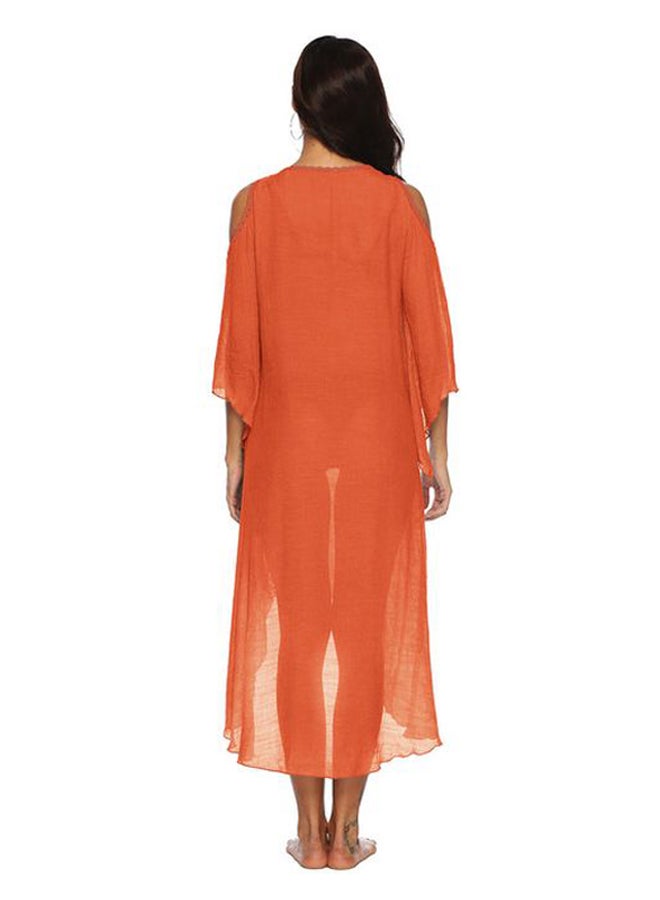 QiaoKai Floral Embroidered Beach Sundress Orange/Pink/Blue  - Image 2