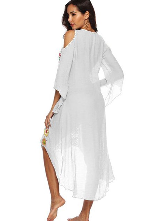 QiaoKai Floral Embroidered Beach Sundress White/Pink/Blue  - Image 2