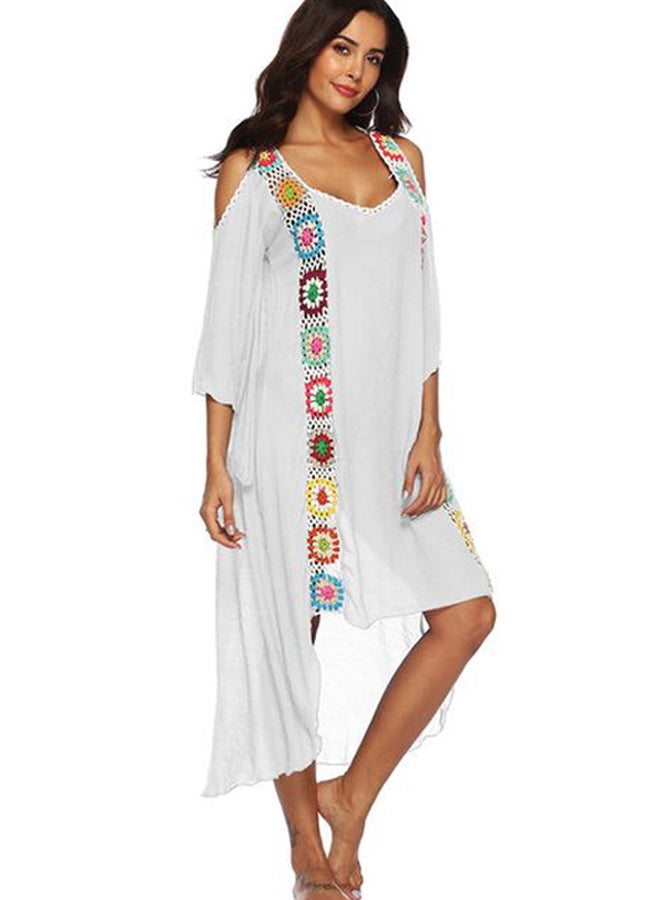QiaoKai Floral Embroidered Beach Sundress White/Pink/Blue  - Image 3