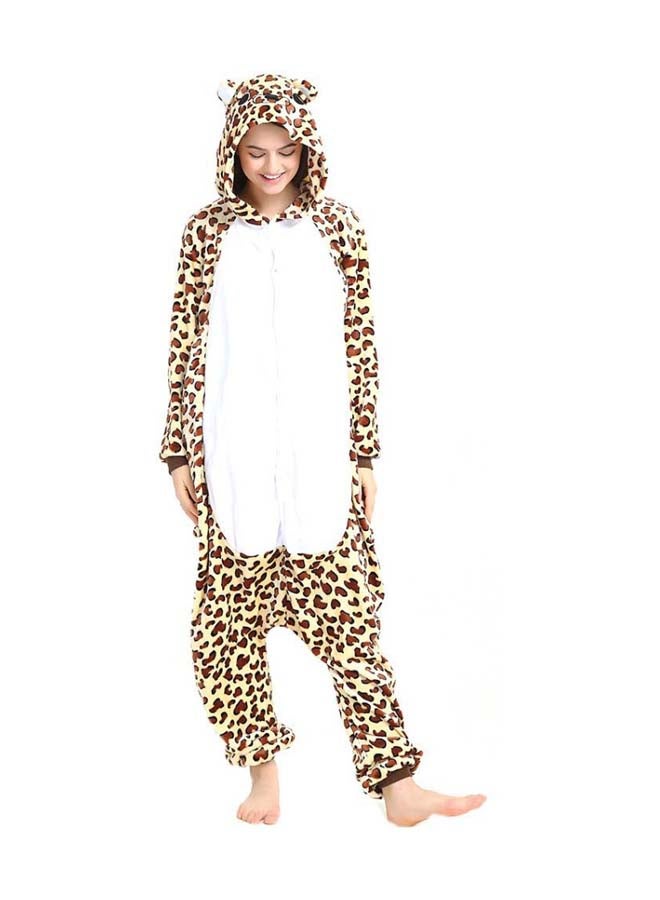 QiaoKai Cheetah Pattern Hooded Onesie Brown/White  - Image 1