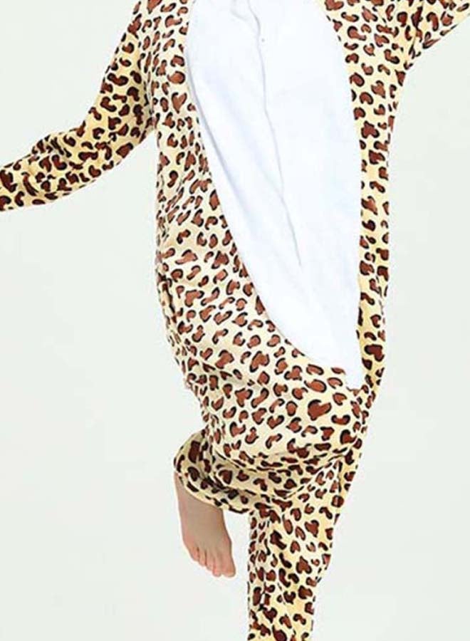 QiaoKai Cheetah Pattern Hooded Onesie Brown/White  - Image 3