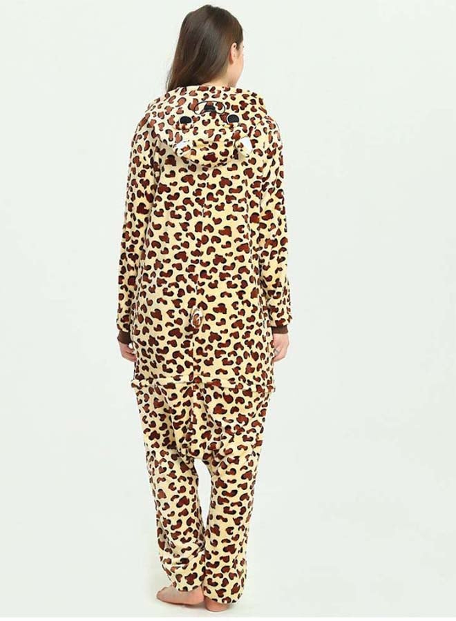 QiaoKai Cheetah Pattern Hooded Onesie Brown/White  - Image 2