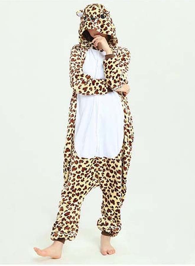 QiaoKai Cheetah Pattern Hooded Onesie Brown/White  - Image 4