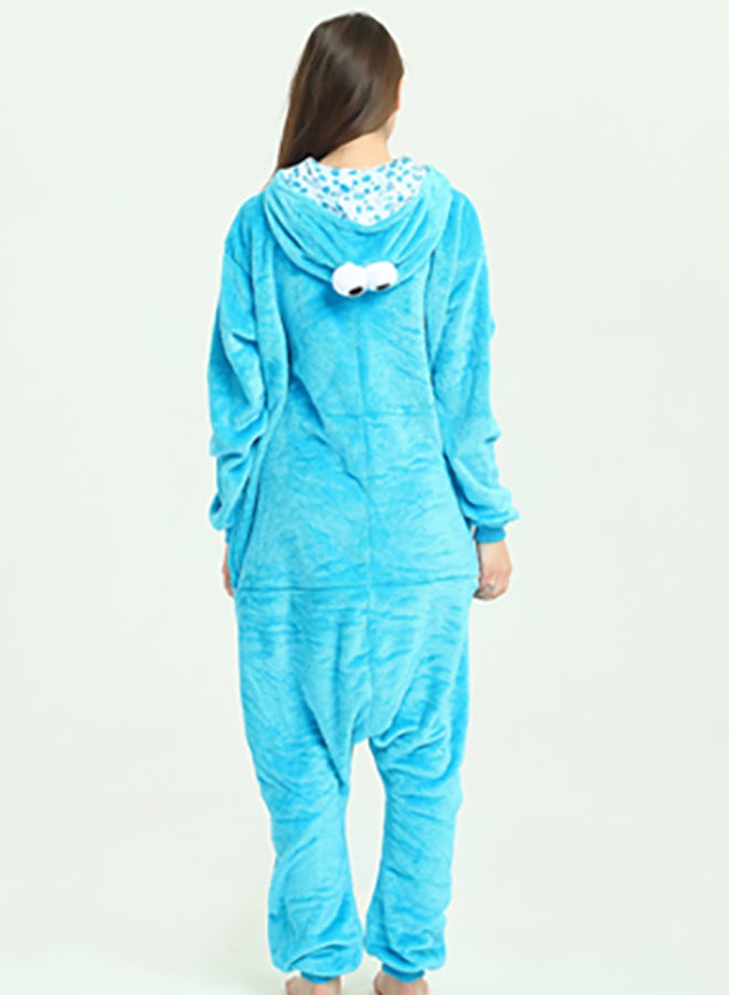 QiaoKai - Big Eyes Themed Hooded Neck Onesie Blue - Image 1