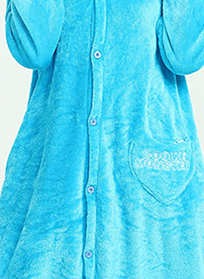 QiaoKai - Big Eyes Themed Hooded Neck Onesie Blue - Image 1