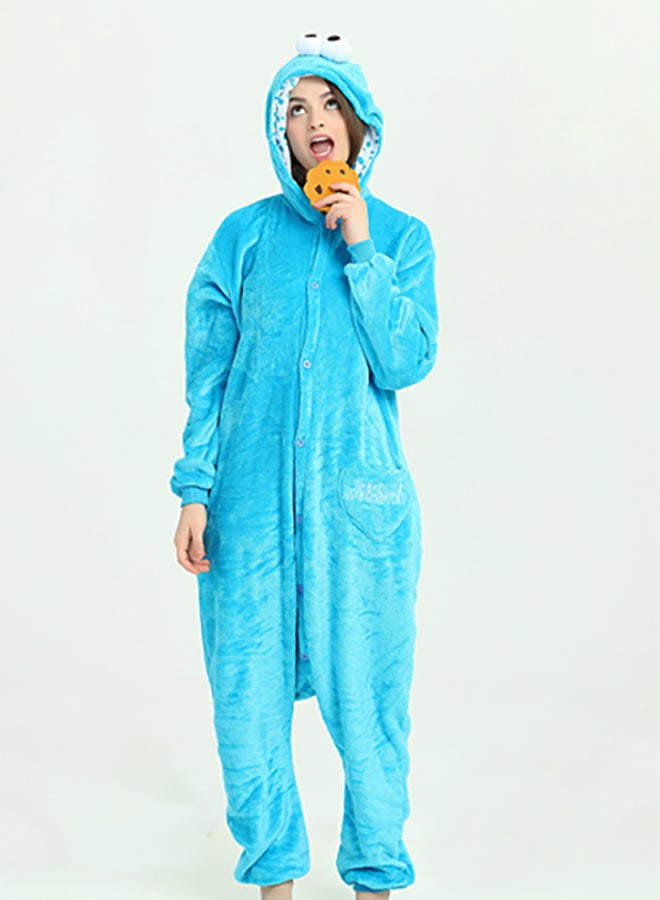 QiaoKai - Big Eyes Themed Hooded Neck Onesie Blue - Image 1