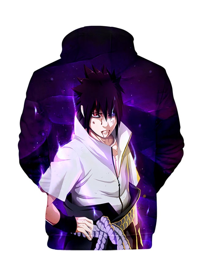 كياوكاي سويت شيرت مزود بغطاء للرأس ومزين بطبعة من سلسلة الأنمي "Naruto" أرجواني/أسود/أبيض  - Image 2