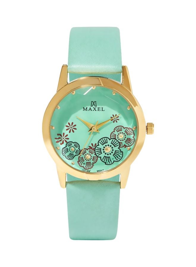 ماكسل ساعة يد بعقارب مقاومة للماء طراز MX482 - قياس 32 مم - لون أخضر للبنات - Image 1