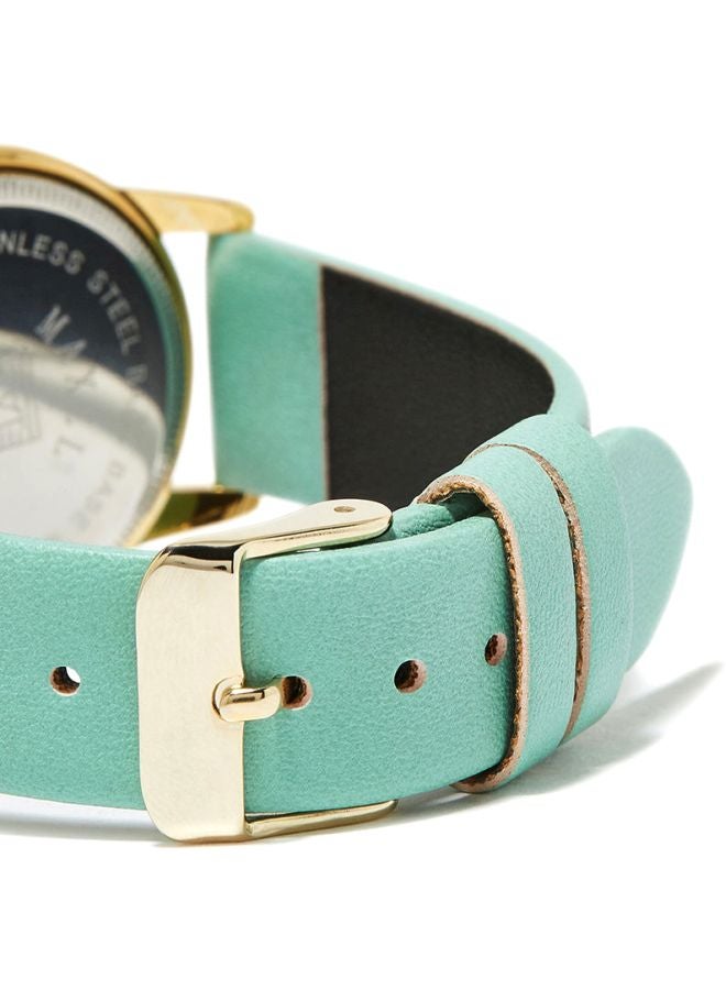 ماكسل ساعة يد بعقارب مقاومة للماء طراز MX482 - قياس 32 مم - لون أخضر للبنات - Image 3