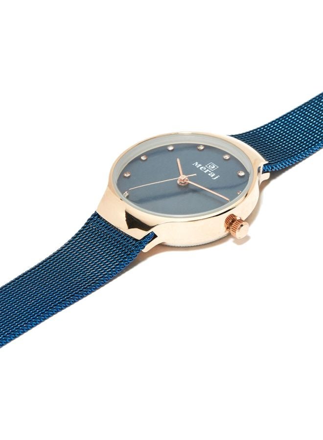 MERAJ Women's Water Resistant Analog Watch MJ523 - 34 mm - Blue - Image 3