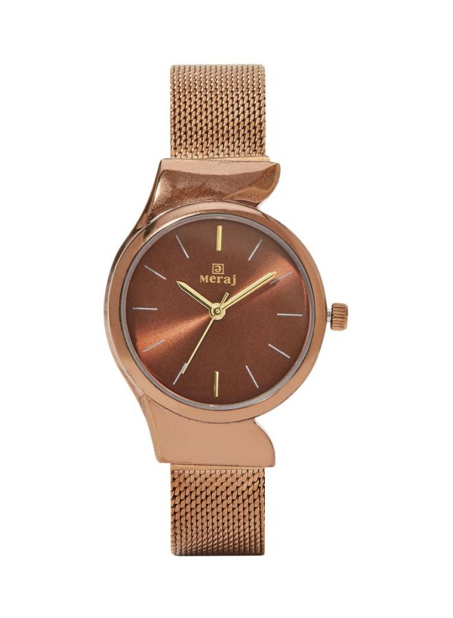 MERAJ Women's Water Resistant Analog Watch MJ535 - 34 mm - Brown - Image 1