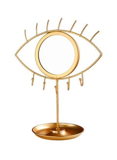 Eye Designed Mirror With Jewellery Hanging Stand And Tray Gold/Clear 13.5x32cm