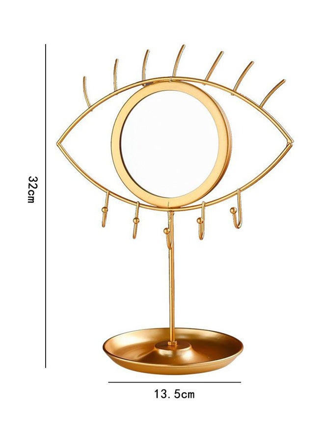 Maston - Eye Designed Mirror With Jewellery Hanging Stand And Tray Gold/Clear 13.5x32cm - Image 1