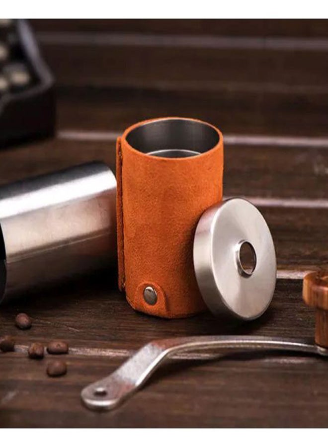 Diguo Leather Wrapping Manual Coffee Grinder Silver/Brown 350grams - Image 4