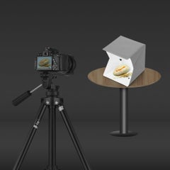 Generic Portable DIY LED Studio Light Box 6000K Mini Foldable Photography Tent with Black White Backgrounds USB Power Supply for Jewellery Watch Small Products Still Life Photography White  - Image 4