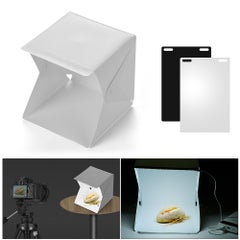 Generic Portable DIY LED Studio Light Box 6000K Mini Foldable Photography Tent with Black White Backgrounds USB Power Supply for Jewellery Watch Small Products Still Life Photography White  - Image 5