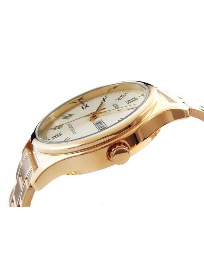 كاسيو ساعة يد رسمية بعقارب طراز MTP-V006G-9B - قياس 30 مم - لون ذهبي للرجال - Image 4