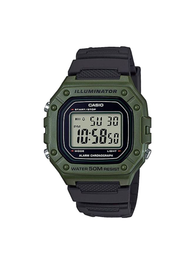 كاسيو ساعة يد رقمية مقاومة للماء طراز W-218H-3AVEF - مقاس 44 مم - لون أسود للرجال - Image 1