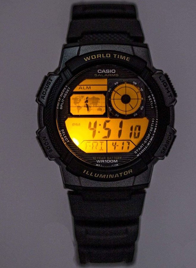 كاسيو ساعة يد رقمية مضيئة بسوار من الراتينج طراز AE-1000W-3AVDF - مقاس 44 مم - لون أسود للرجال - Image 5