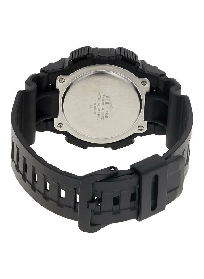 كاسيو ساعة يد رقمية مقاومة للماء طراز W-735H-1A2VDF - مقاس 48 مم - لون أسود للرجال - Image 2