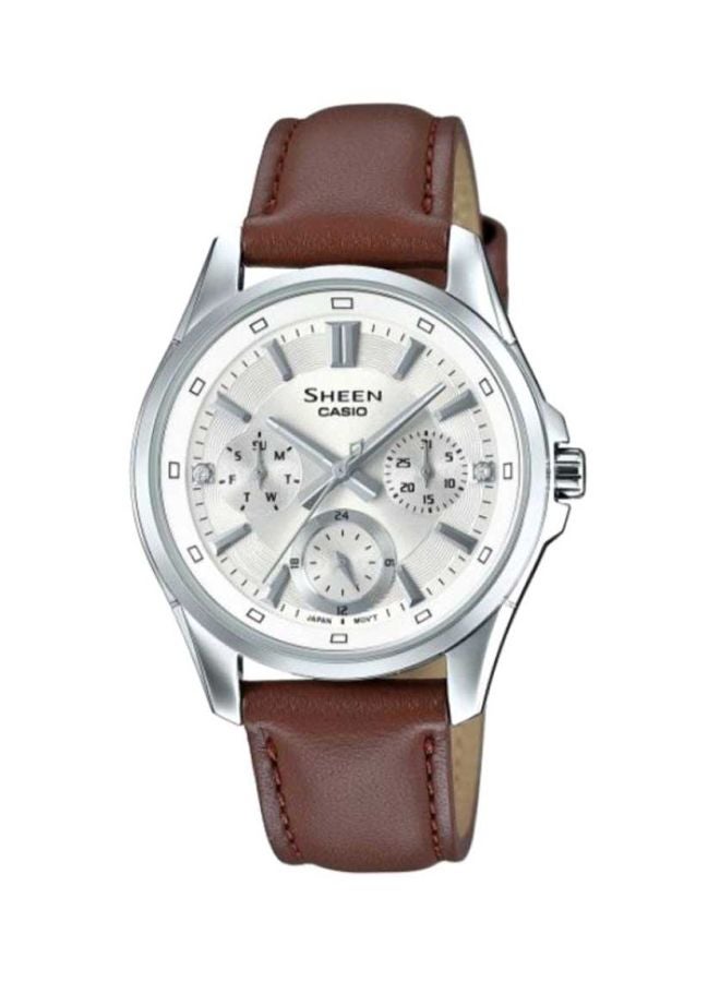 CASIO Women's Leather Analog Watch SHE-3060L-7A - Image 1