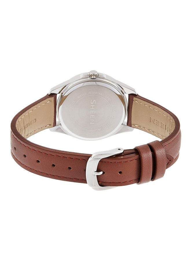 CASIO Women's Leather Analog Watch SHE-3060L-7A - Image 2