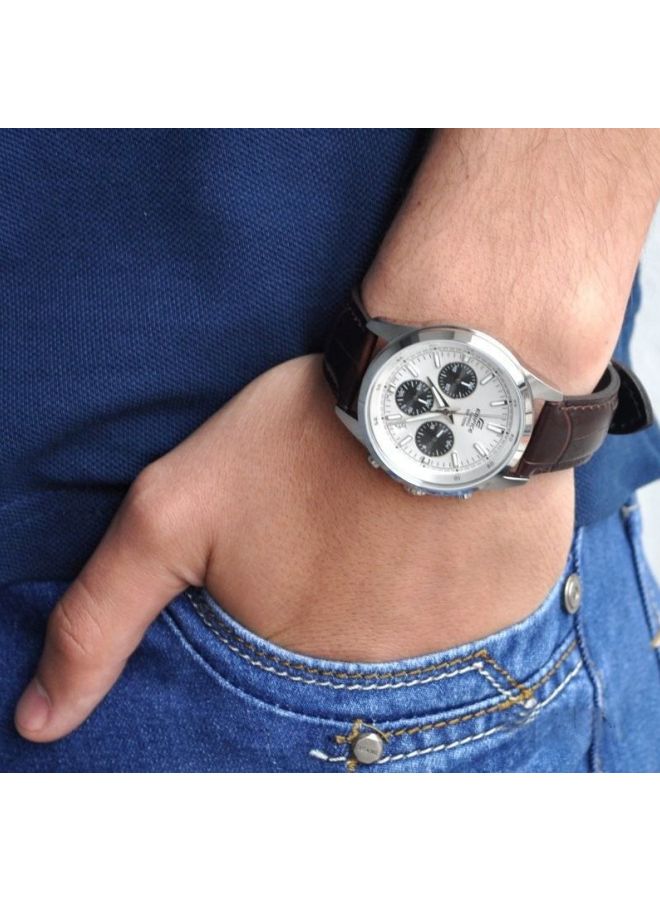CASIO - men Edifice Leather Chronograph Watch EFR-527L-7AV - Image 1