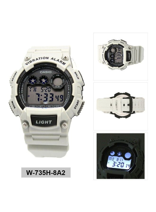 كاسيو ساعة يد رقمية مقاومة للماء طراز W-735H-8A2VDF - مقاس 51 مم - لون أبيض للرجال - Image 5