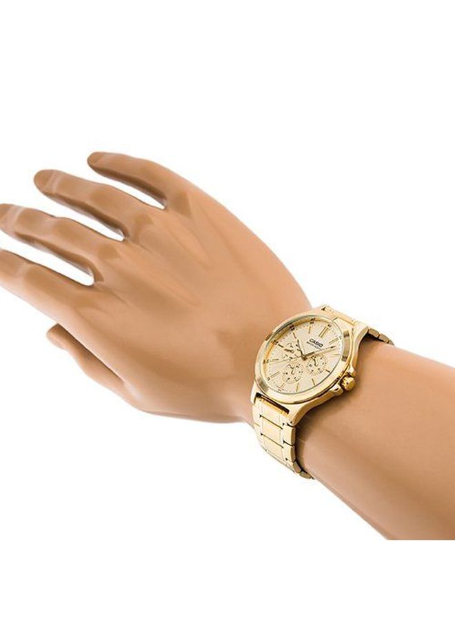 كاسيو ساعة يد بعقارب وسوار من الإستانلس ستيل طراز LTP-V300G-9A - قياس 33 مم - لون ذهبي للنساء - Image 4