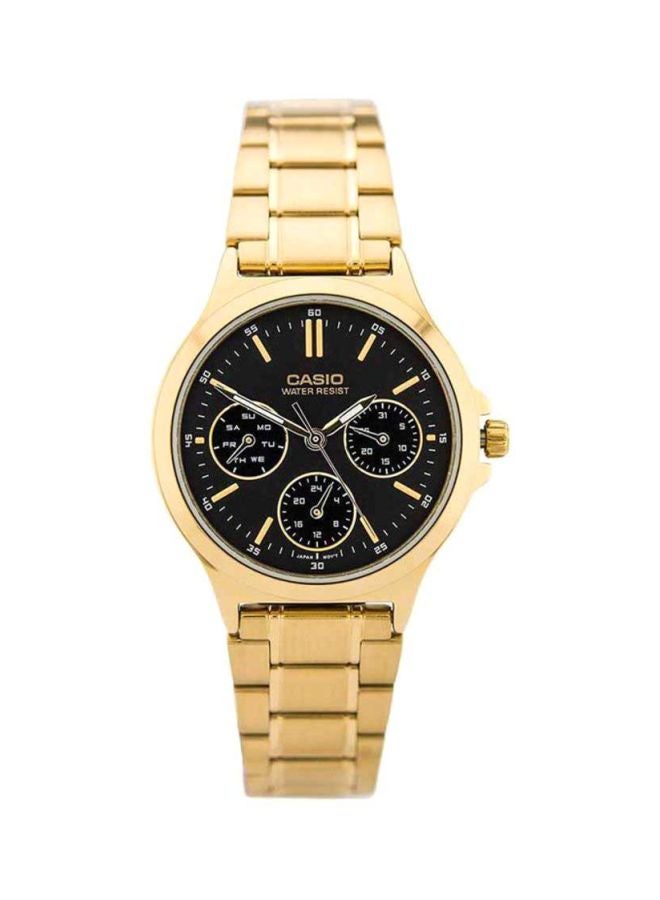 كاسيو ساعة يد بعقارب وسوار من الإستانلس ستيل طراز LTP-V300G-1AUDF - مقاس 33 مم - لون ذهبي للنساء - Image 1