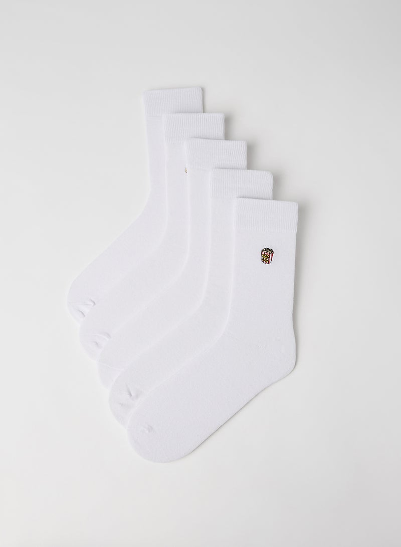 Embroidered Socks White/Multi Emb