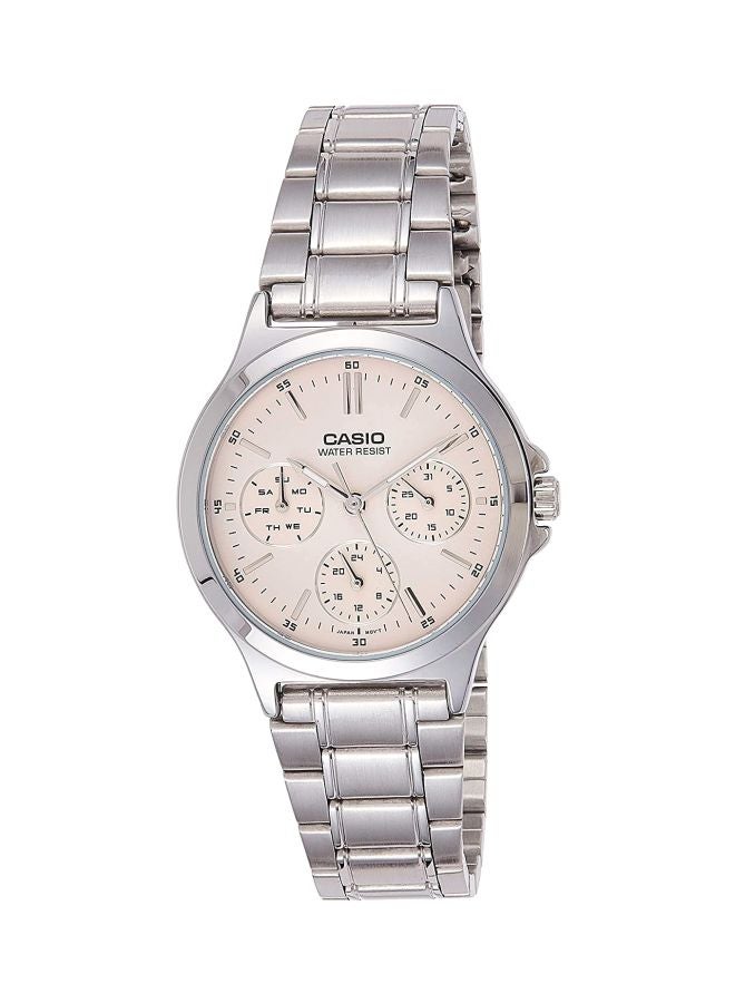 كاسيو ساعة يد إنتيسر بعقارب طراز LTP-V300D-4AUDF - 34 مم - فضي للنساء - Image 1