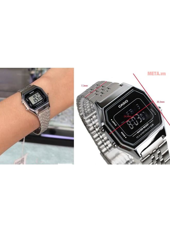 كاسيو ساعة يد رقمية للشباب طراز LA680WA-1BDF مقاس 29 مم - لون فضي للنساء - Image 4