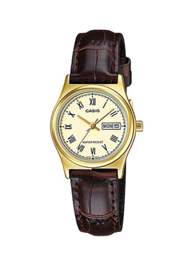 كاسيو ساعة يد رسمية بعقارب طراز LTP-V006GL-9BVDF مقاس 25 مم - لون بني للنساء - Image 1