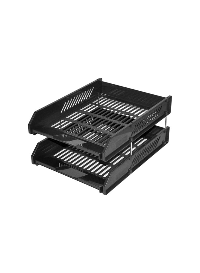 2-Tier A4 Plastic File Trays Black