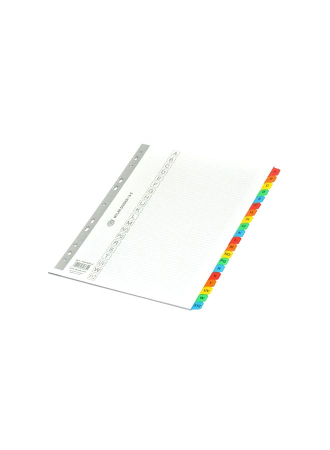 حافظة أوراق مايلار مقاس A4 بفواصل ذات حروف أبجدية إنجليزية من A إلى Z أبيض