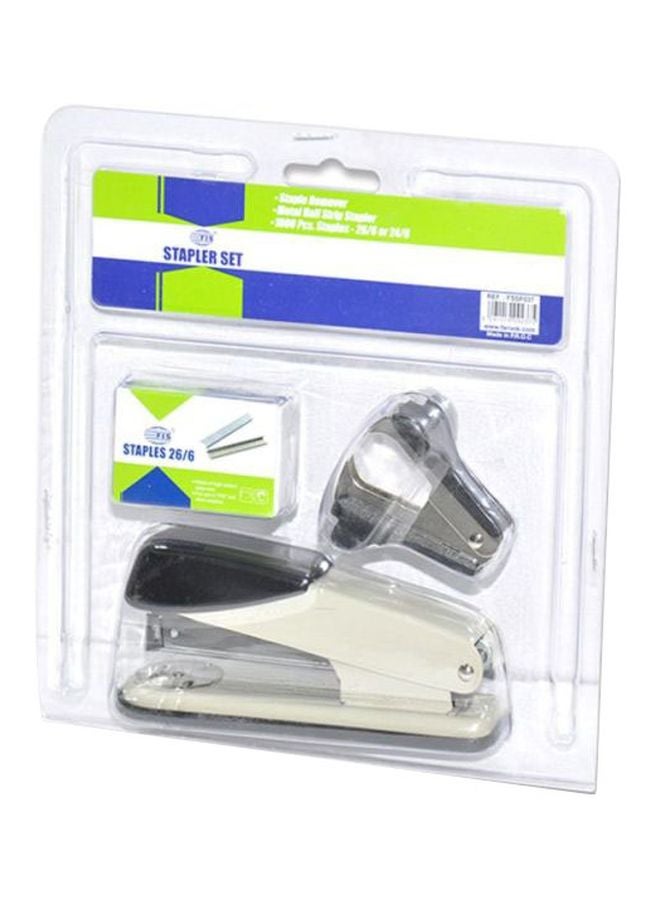 دبّاسة مع أداة إزالة دبابيس وعلبة دبابيس من 24/4 أو 26/6 دبوس أبيض/ أسود