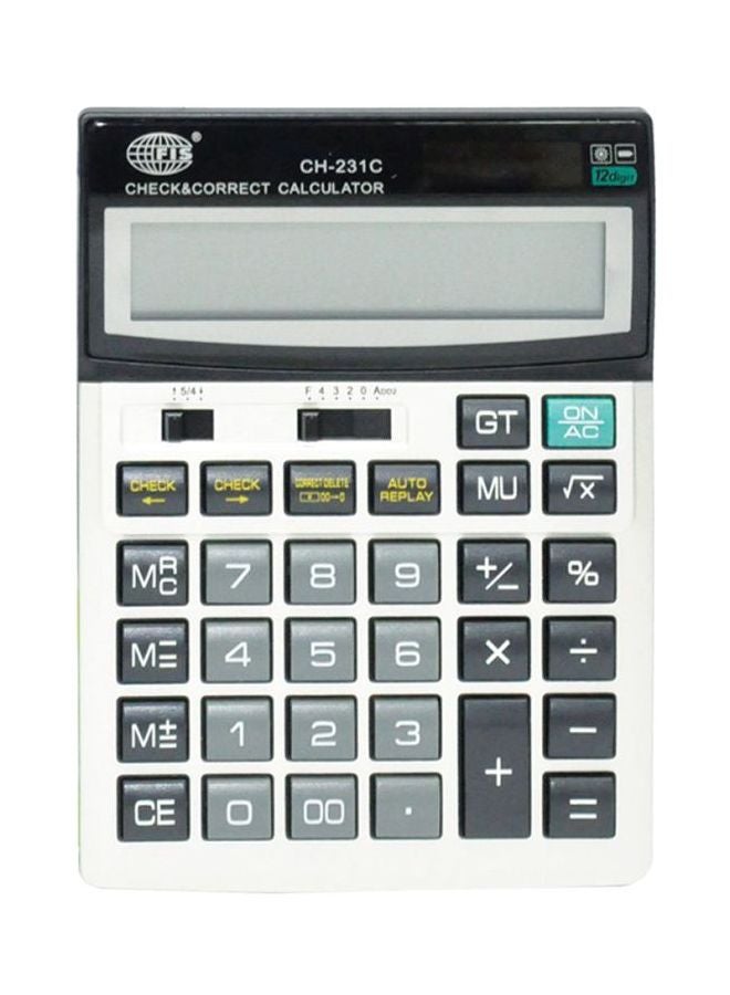 FIS 12 Digits Check And Correct Calculator White/black/grey 