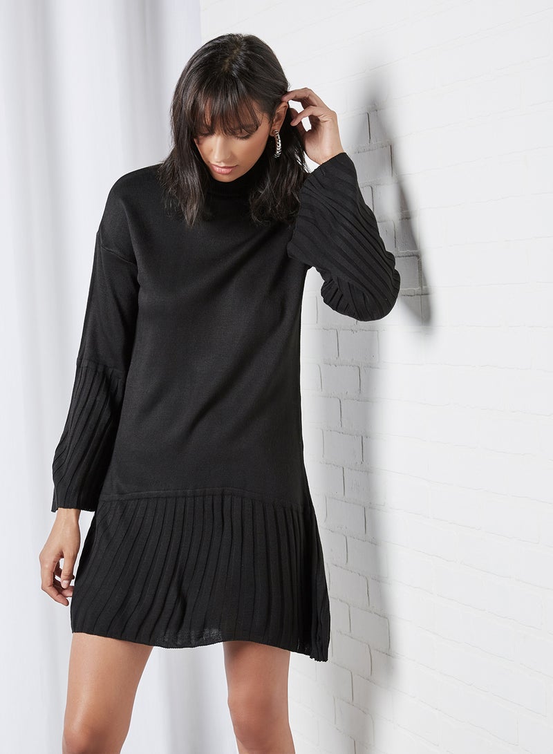 trendyol Ribbed Panel Dress Black  - Image 1